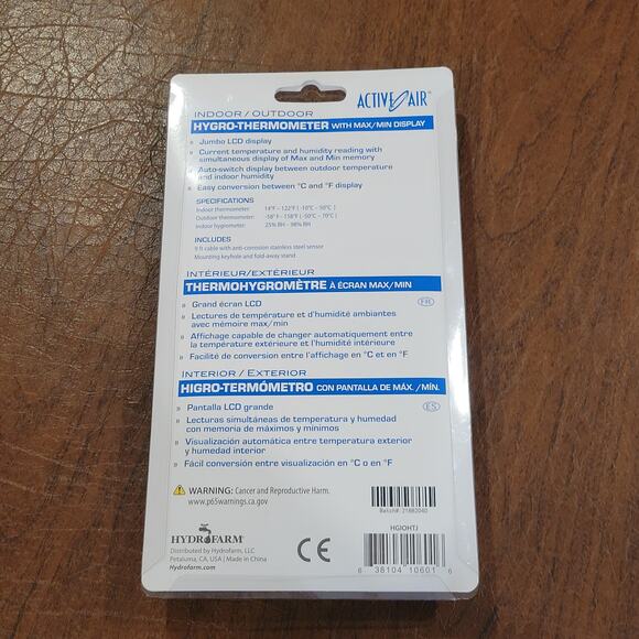 Active Air Hygro-Thermometer With MAX/MIN Display. New - Picture 7 of 9